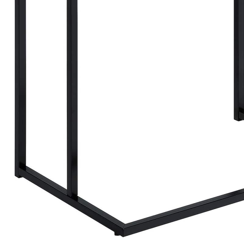 23.5 in. Brown and Black Rectangle Wood End Table with C Shaped Frame
