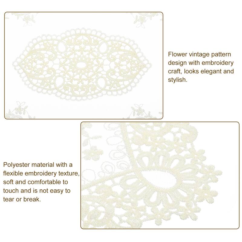 2Pack 11x20in Retro Lace Placemat Oval French Crochet Doilies Coasters