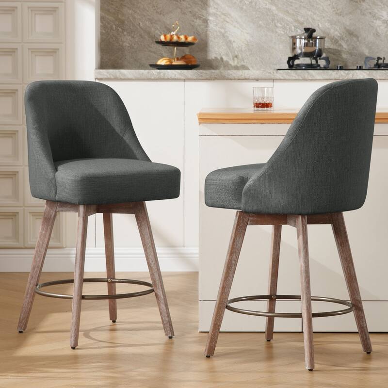 26" Counter Height Swivel Bar Stool, Upholstered Counter Stools - 39.37" (H) x 22.44" (D) x 21.65" (W)