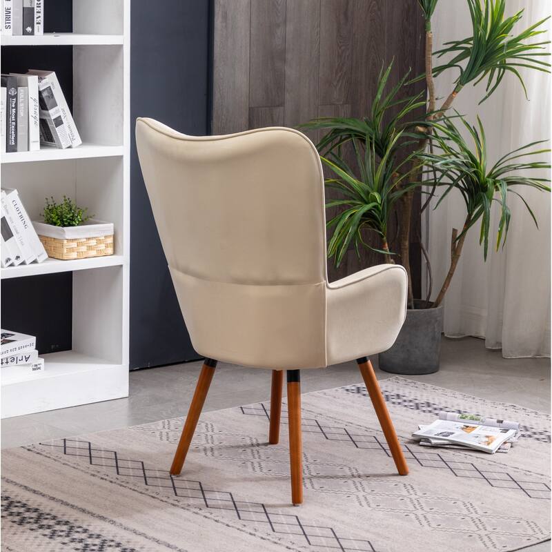 White Modern 30" Polyester Button Tufted Accent Chair with Solid Wood Frame for Living Room