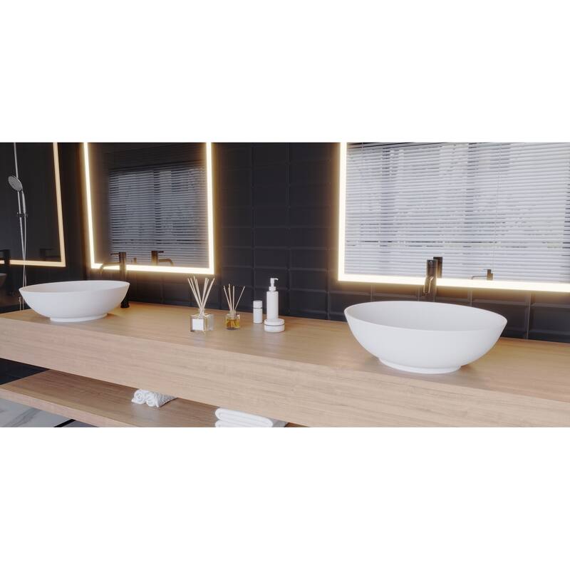 Monty Matte White Round Circle Solid Surface Vessel Sink