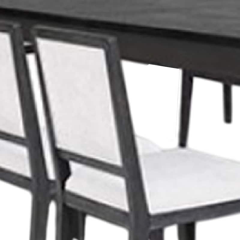 Kizie 7pc Dining Table Set, 94-118 Inch Extendable, Black Wood Chairs
