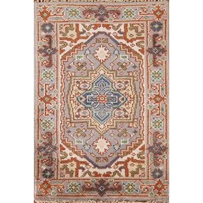 Geometric Gray Heriz Serapi Oriental Area Rug Handmade Wool Carpet - 2'0"x 3'0"