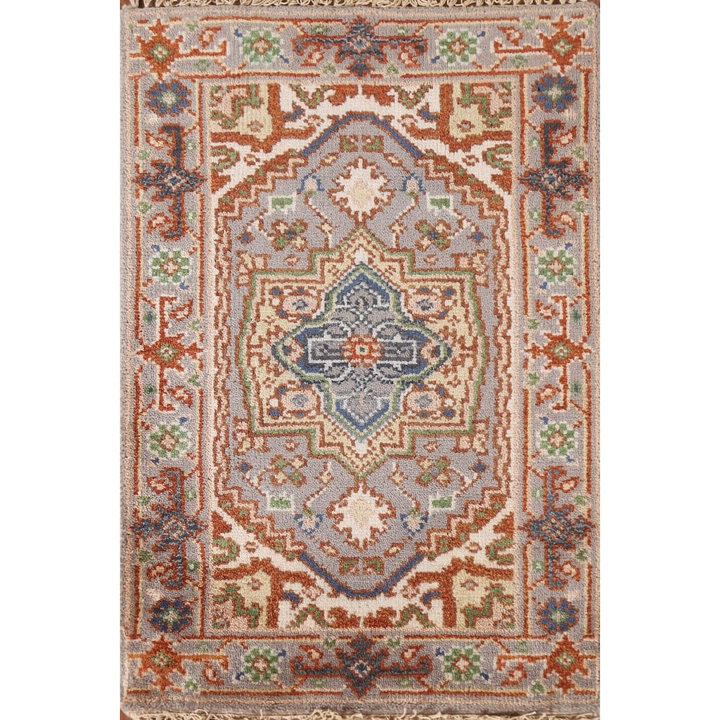 Geometric Gray Heriz Serapi Oriental Area Rug Handmade Wool Carpet - 2'0"x 3'0"