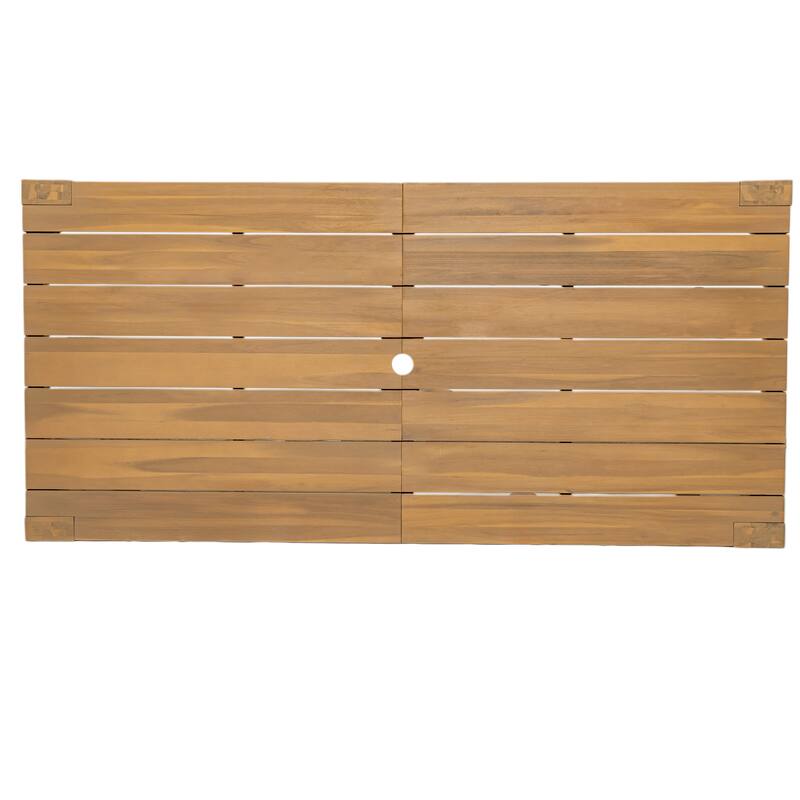 Outdoor Patio Dining Table Set for 6 - Person with Umbrella Hole Acacia Wood and Removable Cushions