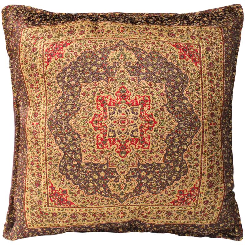Rustic Emel Tribal Turkish Decorative Pillow - 17'' x 17'' - Gold/Brown