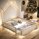 preview thumbnail 2 of 11, Full Size Wood House Platform Bed with Guardrail