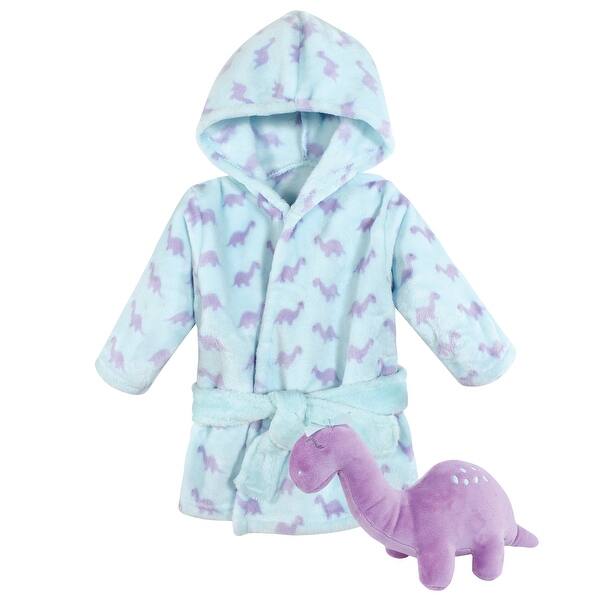 slide 1 of 1, Hudson Baby Infant Girl Plush Bathrobe and Toy Set, Girl Dino, One Size - Girl Dino - One Size One Size - Girl Dino