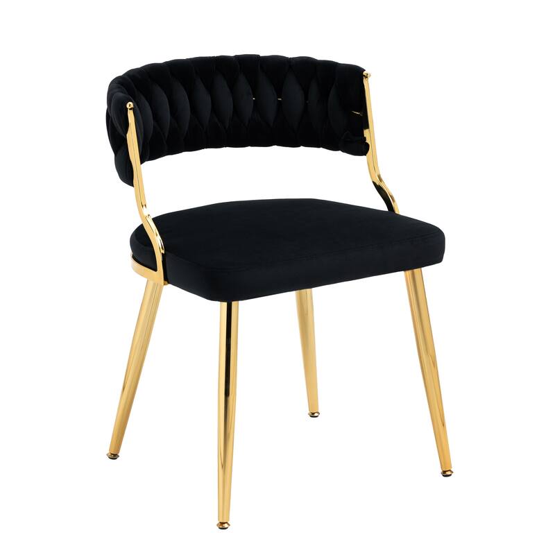 Set of 2 Velvet Dining Chair with Golden Metal Legs