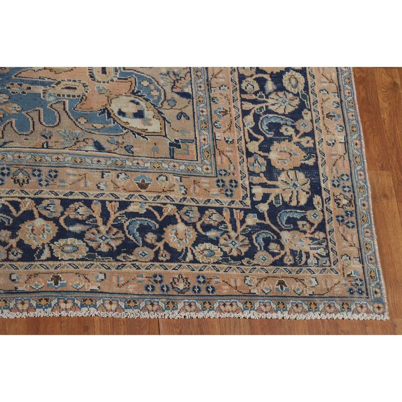 Light Orange Mashad Persian Area Rug Handmade Wool Carpet - 9'9"x 12'3"