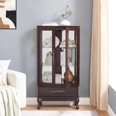 Curio Cabinet Lighted Glass Cabinet