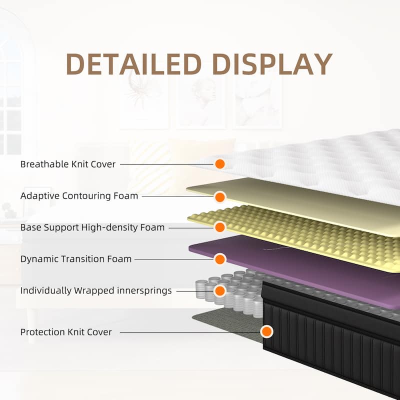 12" Medium Hybrid Mattress with Pocket Spring Motion Isolation