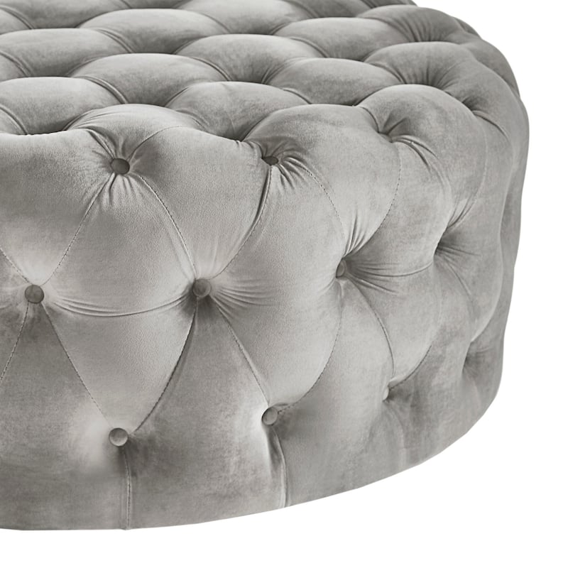 Knightsbridge Round Tufted Rolling Ottoman by iNSPIRE Q Artisan