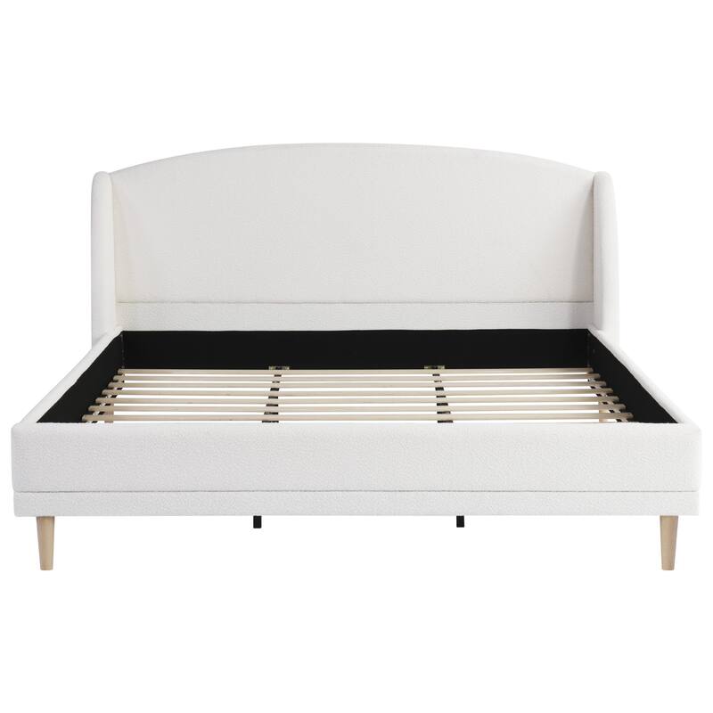 Christopher Knight Home - Isabella Wingback Upholstered Platform Bed with Boucle Fabric and Rounded Corners
