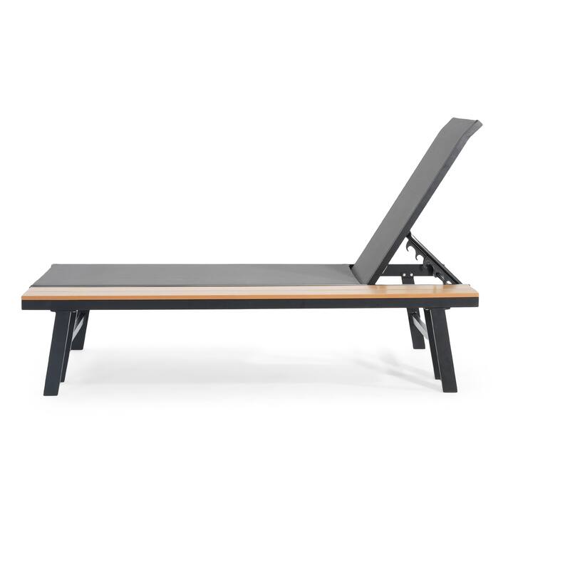 WATERLOO CHAISE LOUNGE WITH ATTACHED WOOD SIDE TABLE, 1pc