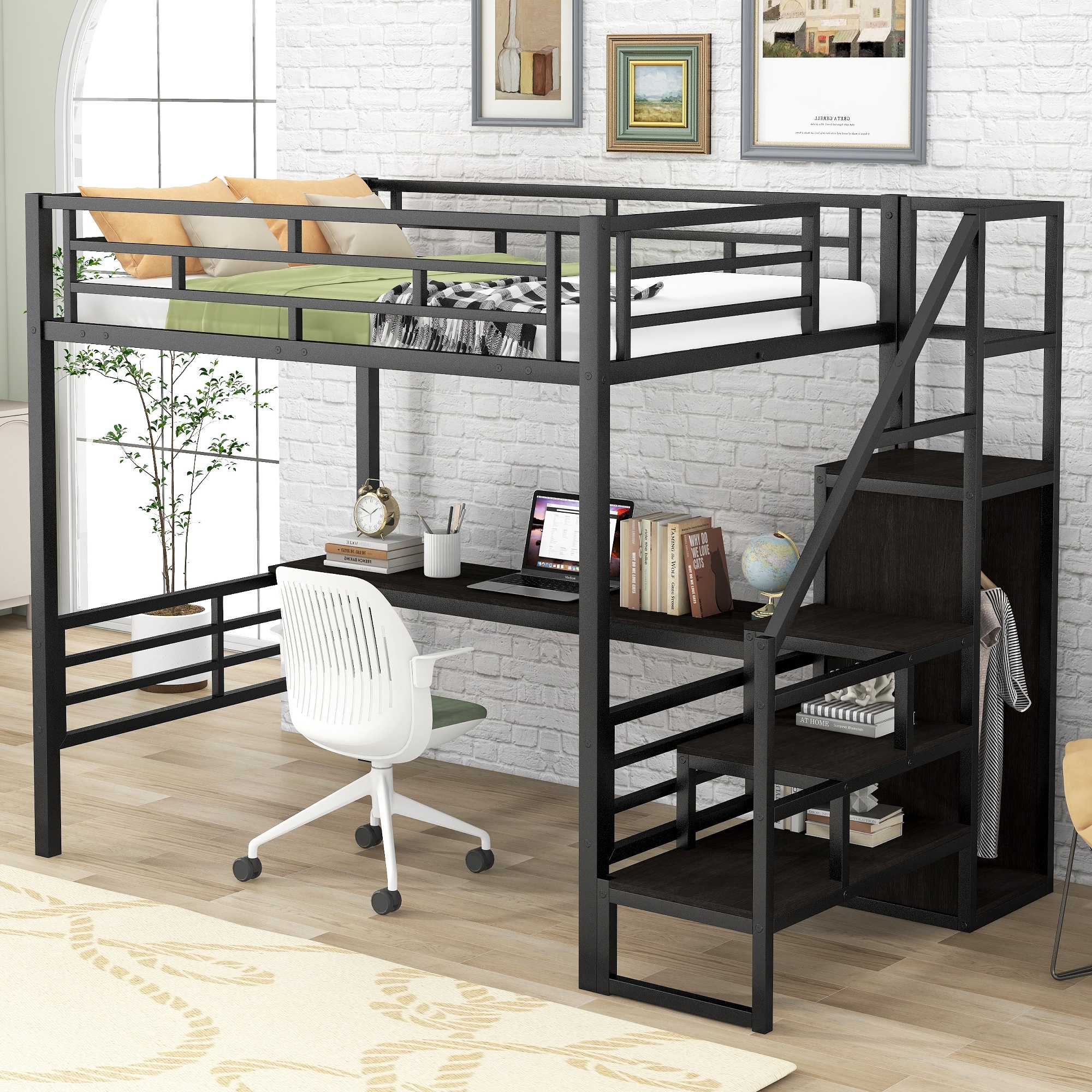 Full loft bed black sale