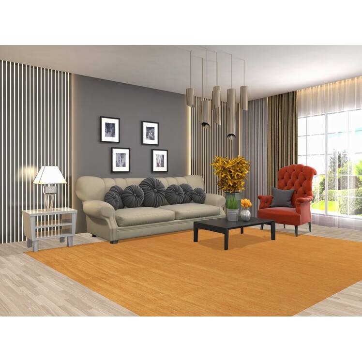 Yellow Gold Modern Gabbeh Oriental Area Rug Handmade Wool Carpet - 8'3" x 9'11"