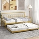 preview thumbnail 2 of 4, Twin Size Metal Daybed w/Trundle Sofa Bed Lockable Wheels