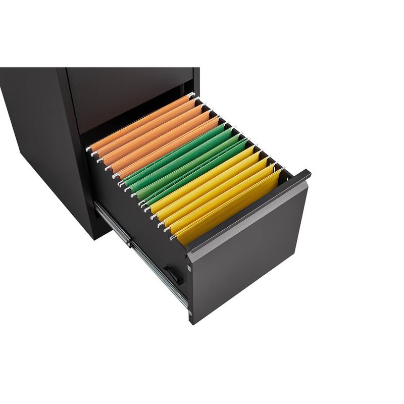 4-Drawer Locking Vertical Storage Cabinet, Office Filing Cabinet with Full Extension Drawers & Adjustable Hanging Rods