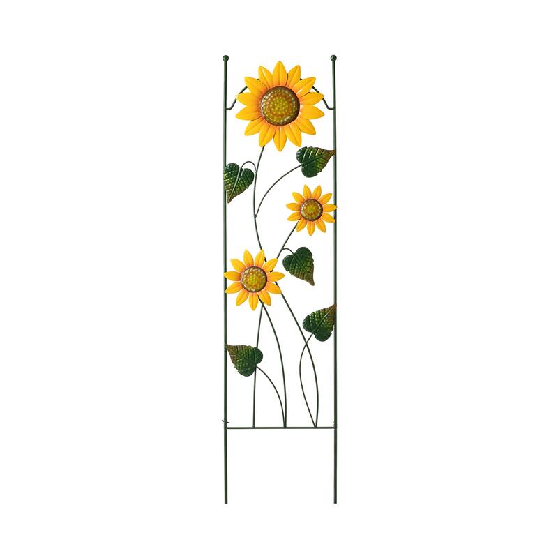Glitzhome 48"H Metal Sunflowers Garden Trellis Plant Climbing Stakes - 1-Piece