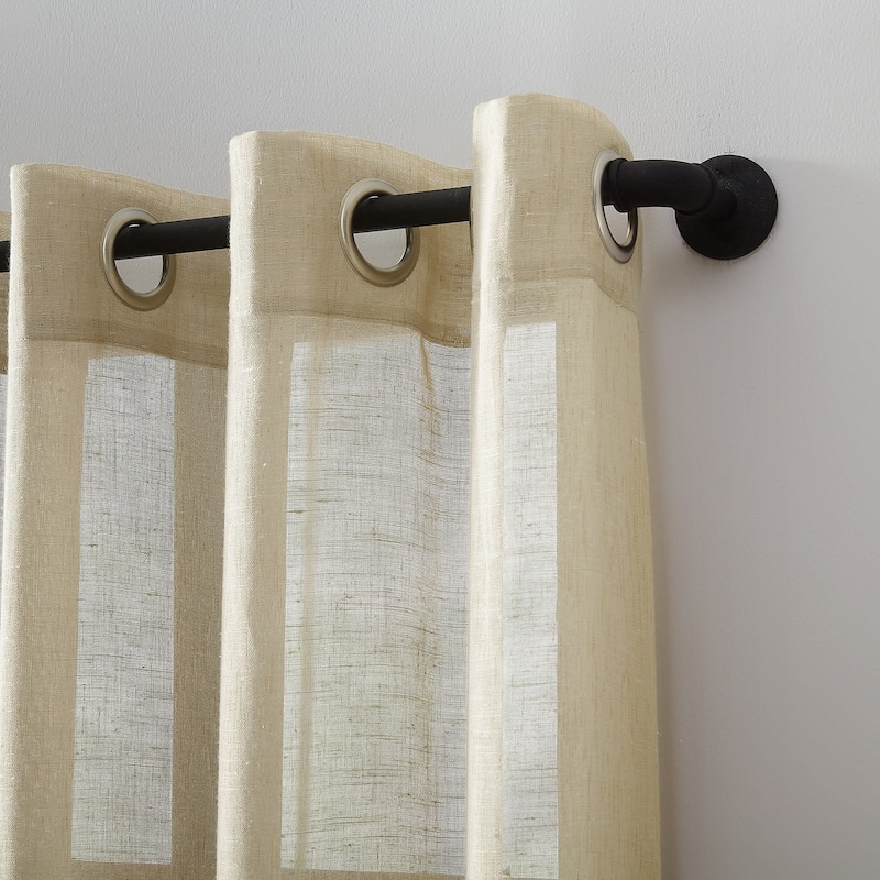Archaeo Slub Textured Linen Blend Grommet Top Curtain, Single Panel