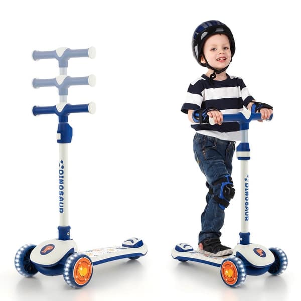 Patinete Plegable COSTWAY Con Ruedas LED De 20 Cm, Manillar Ajustable Y Soporte De 100 Kg Para Niños Mayores De 10 Años