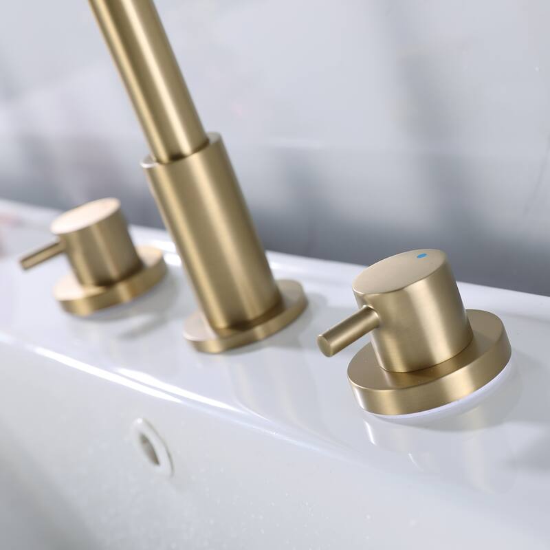 Double Handle 13''H Gooseneck Bathroom Sink Faucet Widespread in Black / Gold