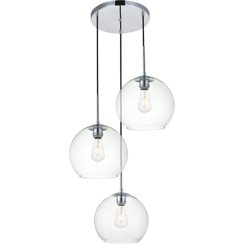 Elegant Lighting Baxter 3 Light 20" Wide Multi Light Pendant with - Chrome / Clear