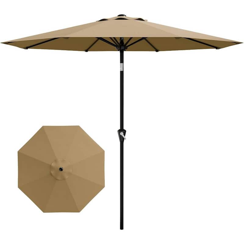 9FT Patio Umbrella with Smooth Crank Lift UV Protection Waterproof for Pool, Deck, Yard, Garden (No Base) - Tan