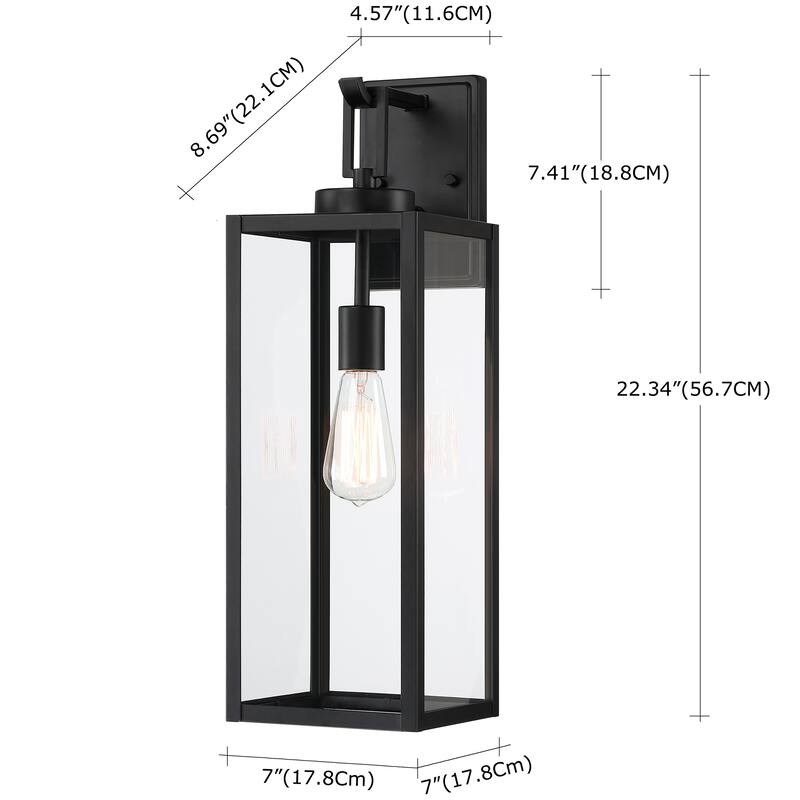 4 Pack 1-Light Matte Black Modern Outdoor Wall Lantern