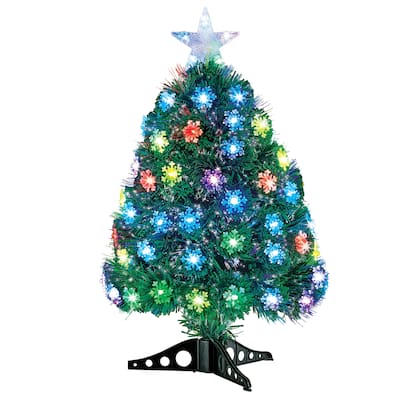 24-Inch Fiber Optic Snowflake Tabletop Christmas Tree - 20.250 x 4.750 x 4.500