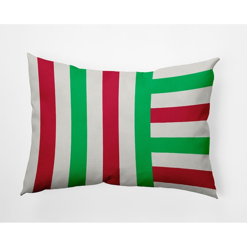 Christmas Stripes Accent Pillow - 14" x 20" - Bright Green