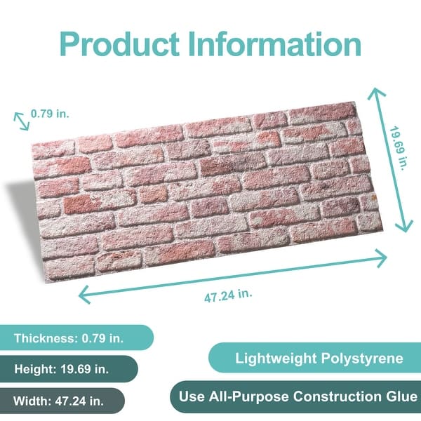 0.79 in. x 19.69 in. x 47.24 in. UltraLight Faux Brick HD Printed Jointless Common Plank (4-Pack)