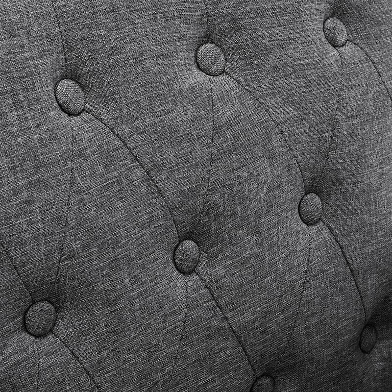 Mid-Century Modern Upholstered Linen Fabric Button Tufted Accent Chair - 28.5 W X 27.25 D X 33.75 H