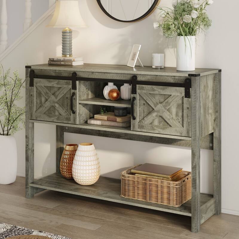 46" Console Table with Sliding Barn Door