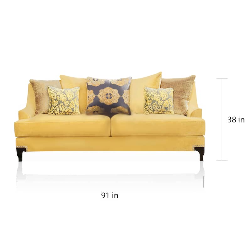 Gisc Contemporary Velvet Upholstered Sloped Arm Sofa by Furniture of America