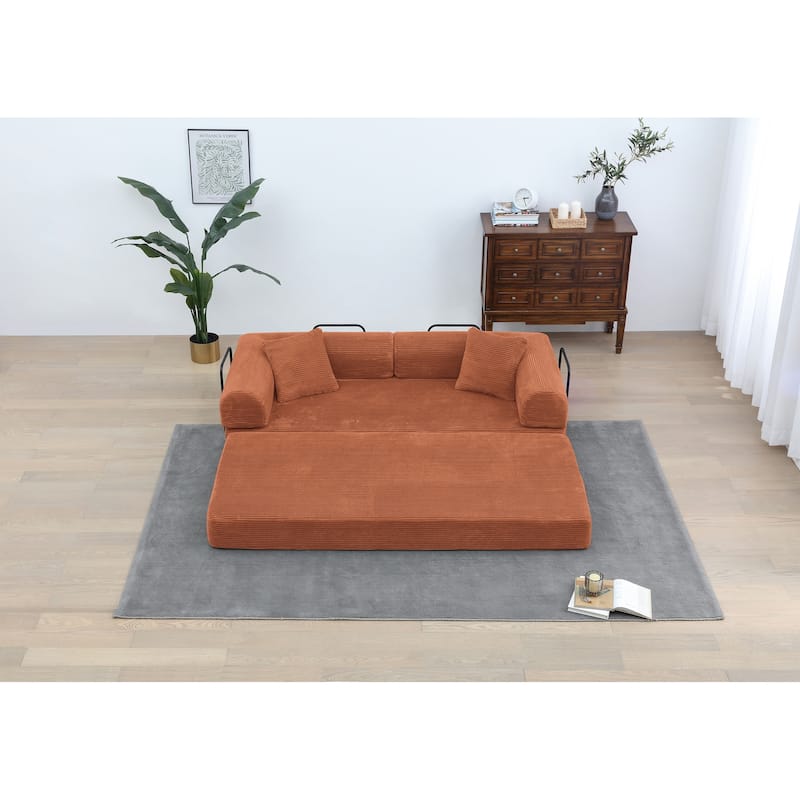 Twilight 2 - Piece Convertible Sleeper Sofa Bed, Corduroy Folding Mattress Couch with Fixed-Shape Framefor Cozy Living Spaces