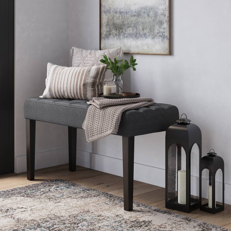 CorLiving California Fabric Tufted Bench - Grey