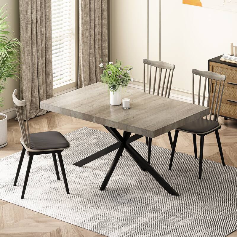 Rectangular Stretch Dining Table - Black Brown 55.11" -70.86"