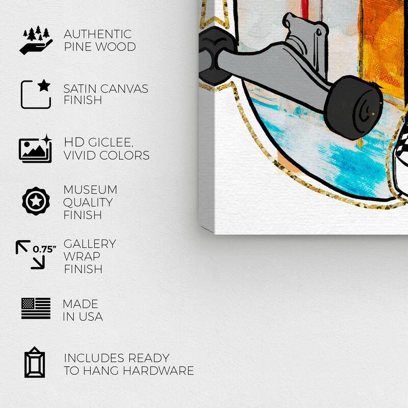 Wynwood Studio Prints Fashion and Glam Skater Girl Blue and Turquoise Glam Wall Art Canvas Print