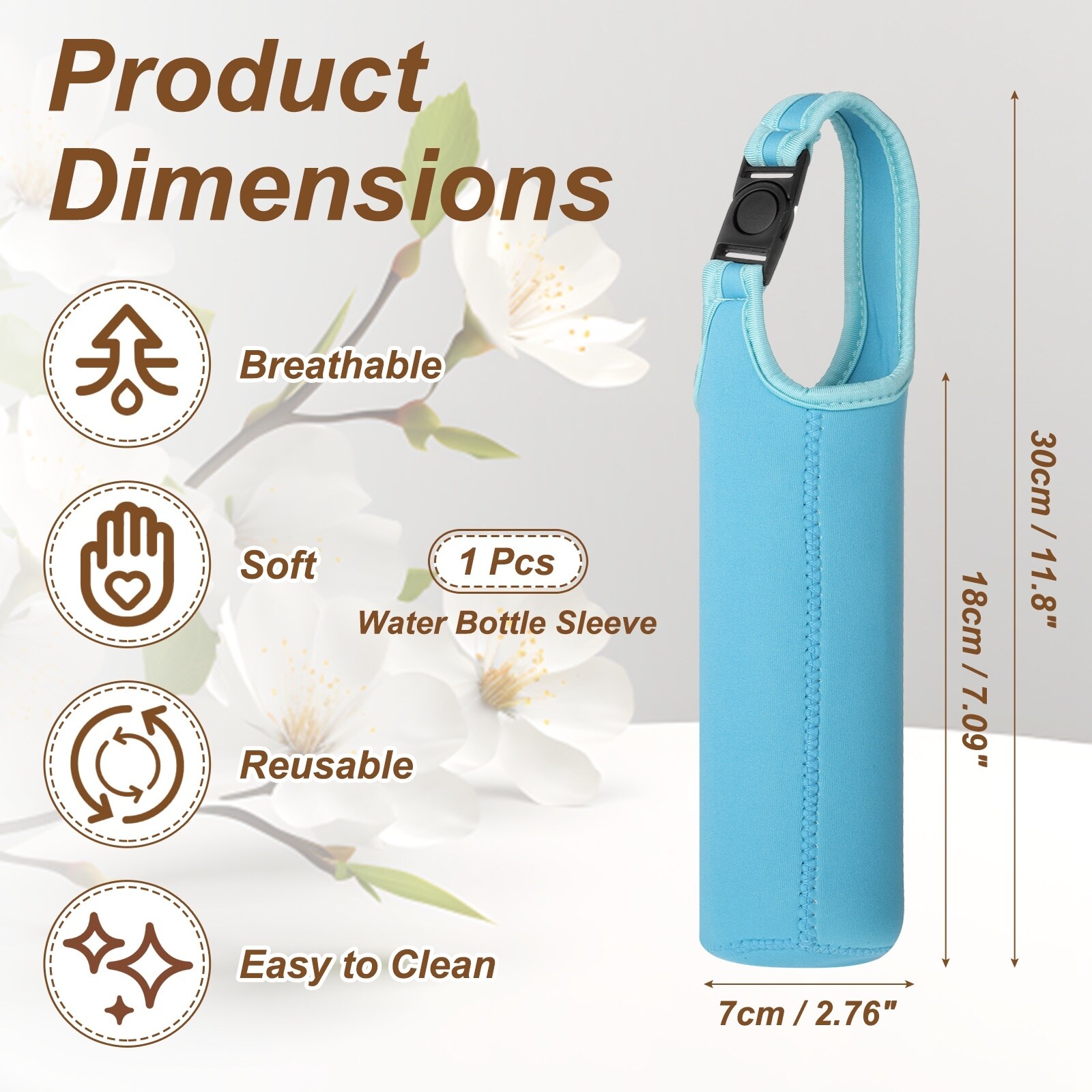 Neoprene Water Bottle Sleeves, Water Bottle Carrier Insulators Beverage Bottle Sleeve with Handle, Fit for Hiking