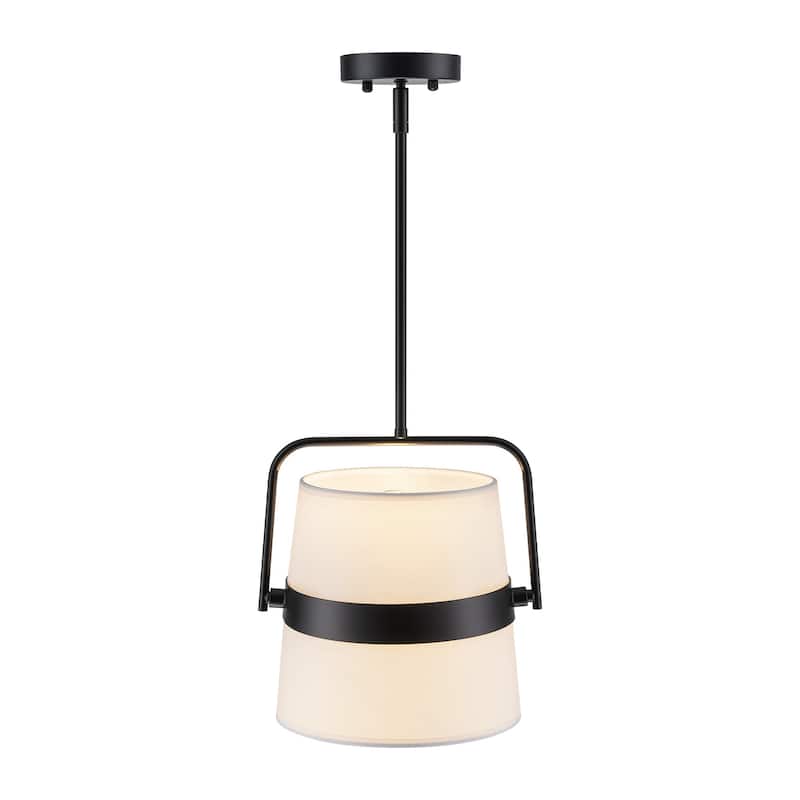 2-Light Modern Traditional Black and White Drum Fabric Pendant Light - 11.8 in. W x 11.8 in. H