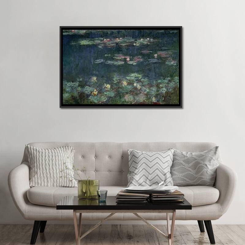iCanvas "Waterlilies- Green Reflections, 1914-18 " by Claude Monet Framed Canvas Print