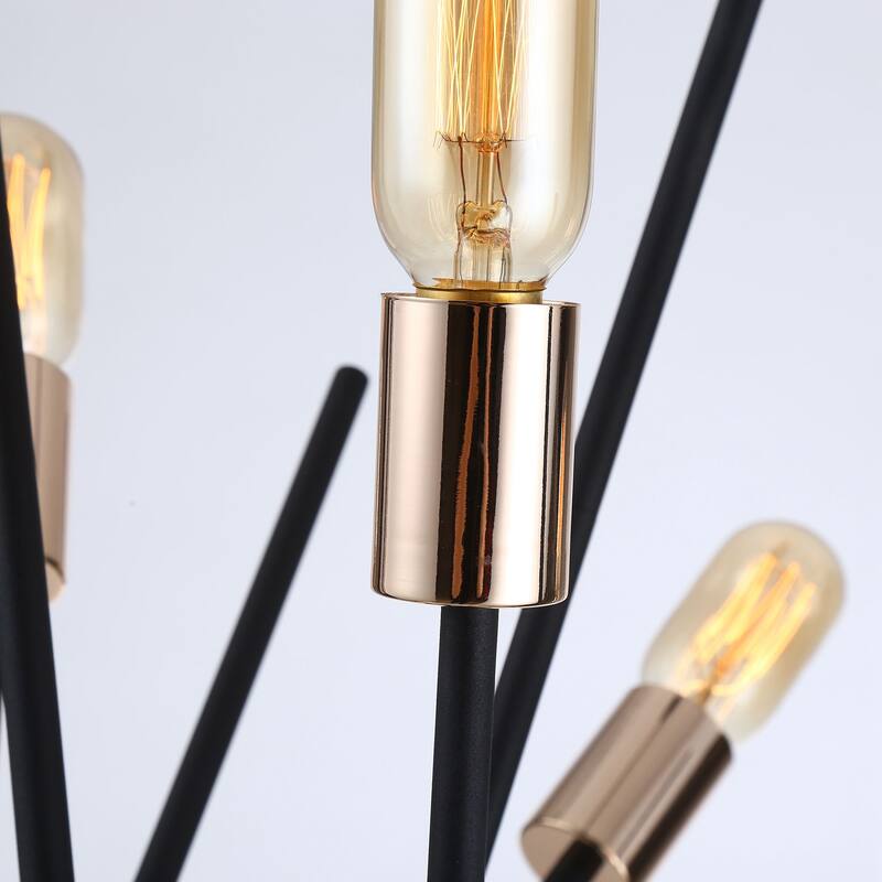 Modern Industrial 8-Light Sand Black and Gold Sputnik Sphere Chandelier - 31.5" W