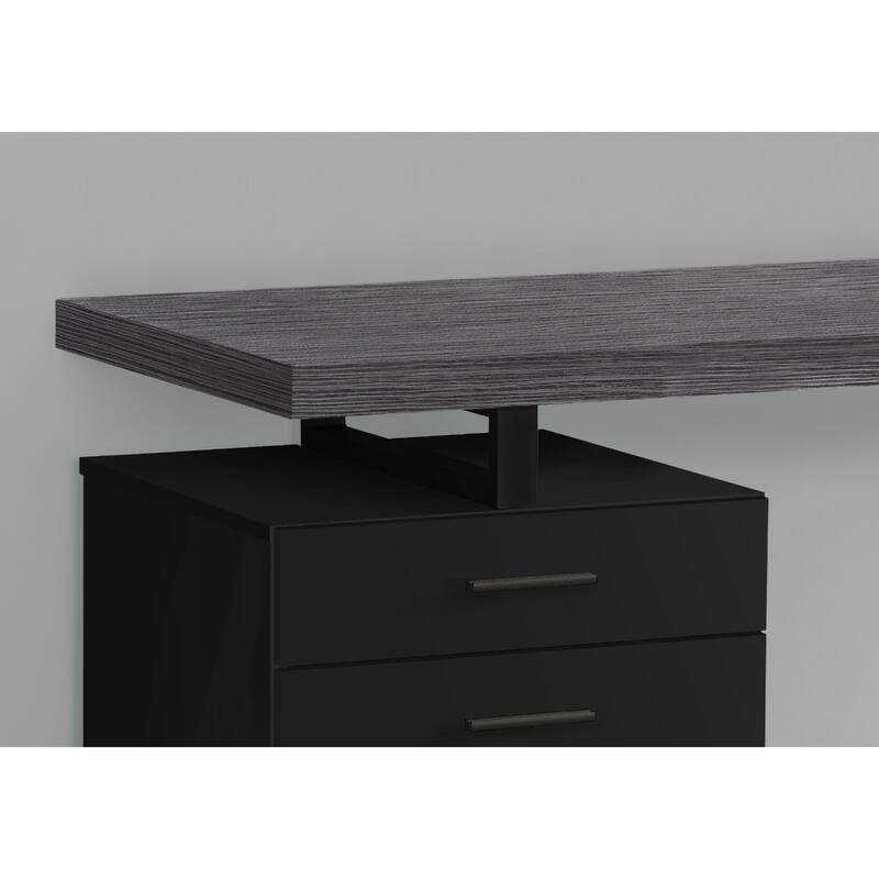 Wood Computer Desk with Drawers and Metal Pedestal Base