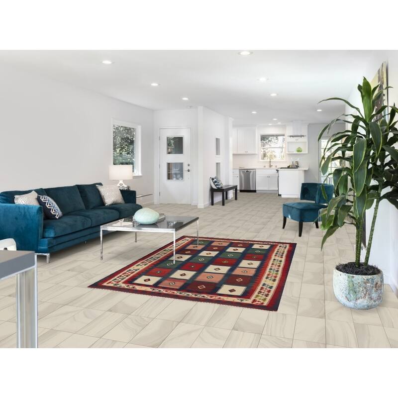 Kilim Qashqai Persian Vintage Rug Hand-Knotted Living Room Wool Carpet - 4'8"x 6'9"