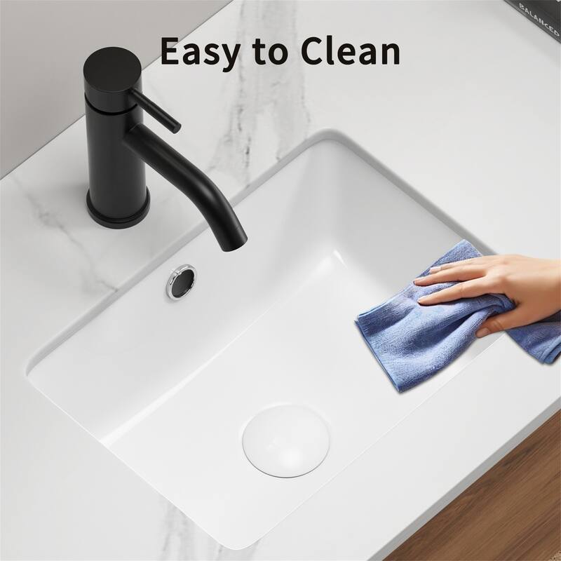 16" Rectangle Ceramic Undermount Bathroom Sink Under Counter