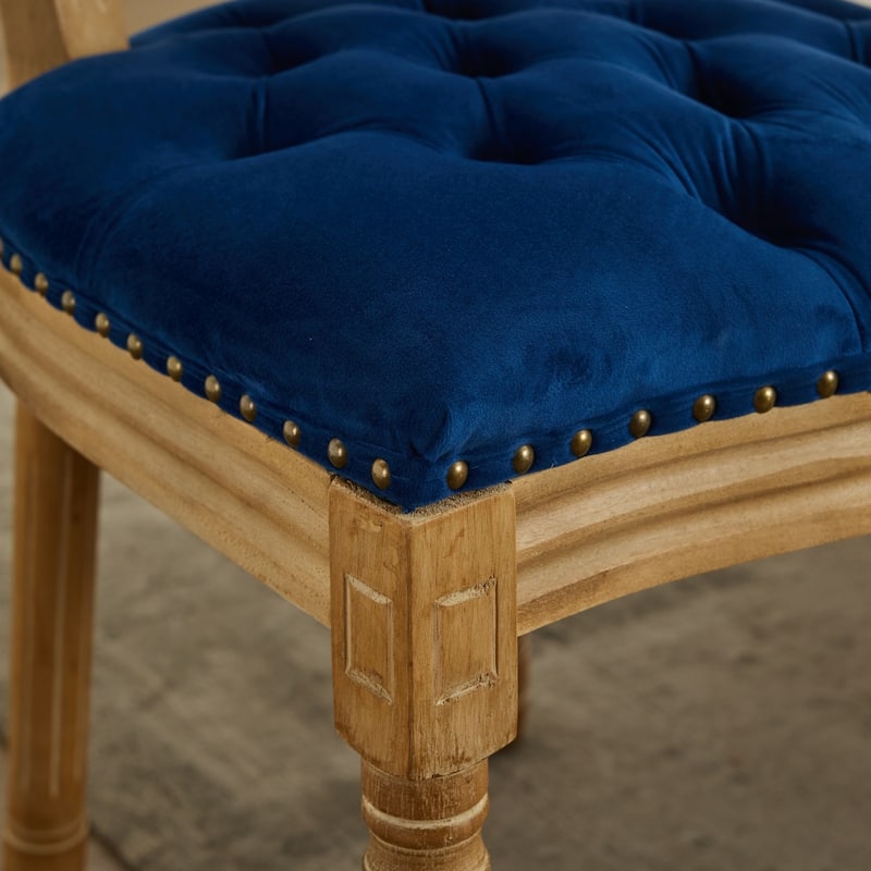 GDF Studio - French Traditional Wood PU Upholstered Dining Chairs with Tufted Back & Nailhead Trim, Set of 2