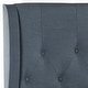 preview thumbnail 5 of 8, SAFAVIEH Blanchett Navy Linen Upholstered Tufted Wingback Bed (Full)