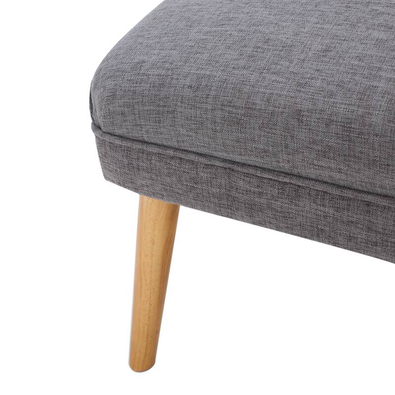 38 Inch Wide Rectangle Ottoman Bench Footstool, Linen Look Polyester Fabric for Living Room, Bedroom